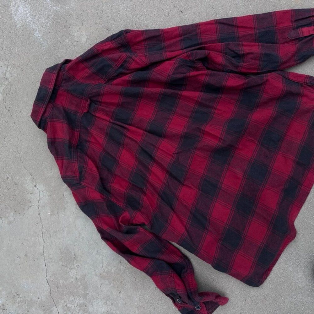 JACHS Mfg 100% Cotton Plaid Flannel Black Red Medium Thick Soft Mens - XL - Picture 4 of 6